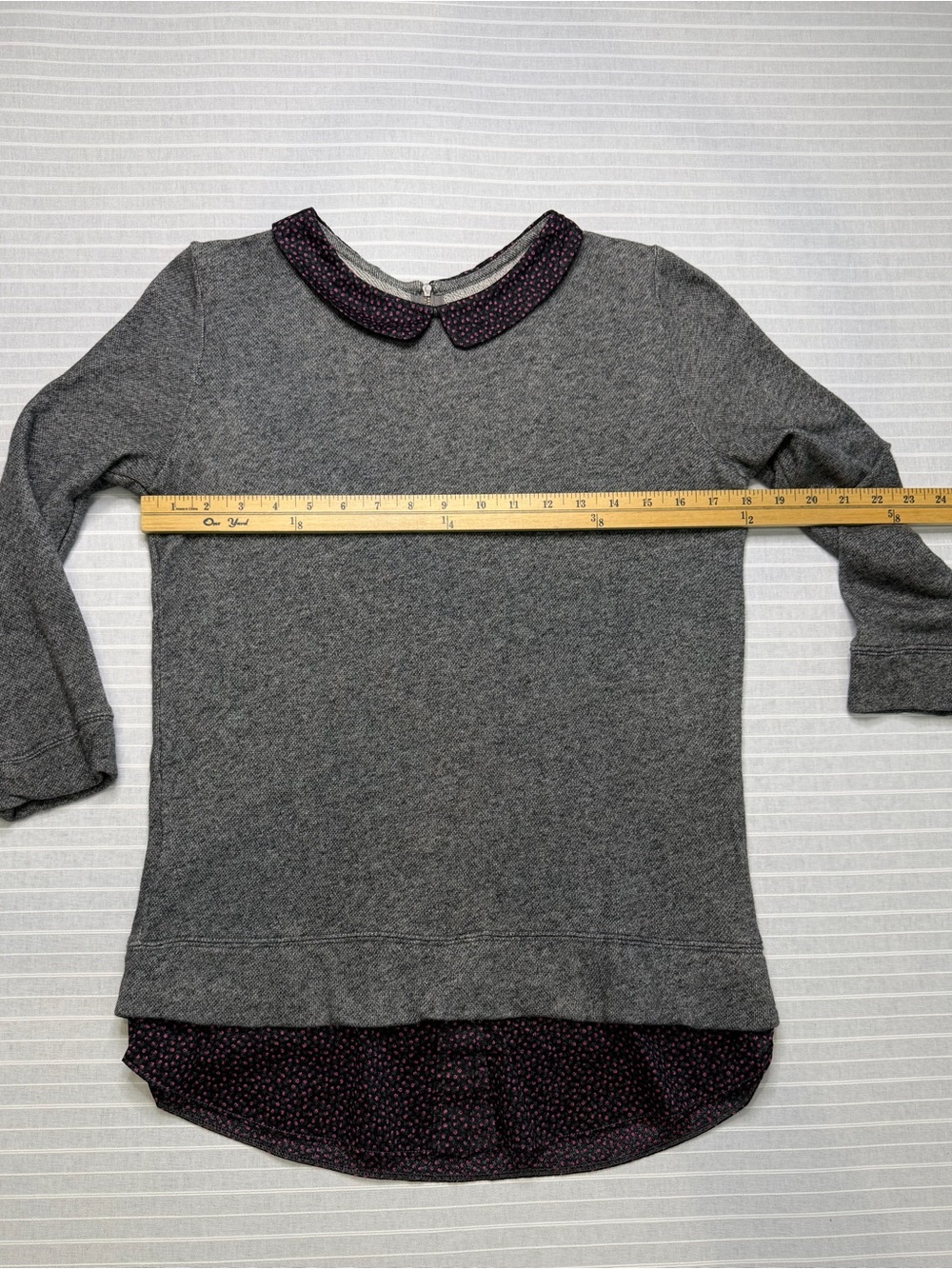 LOFT Layered Floral Collar Sweatshirt Top – Size Small 🌸 - Picture 5 of 8